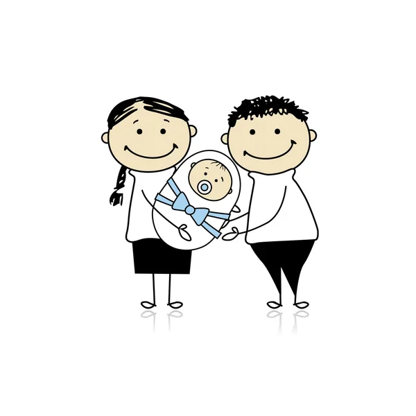 Glückliche Eltern Mit Neugeborenem Baby — Stockvektor