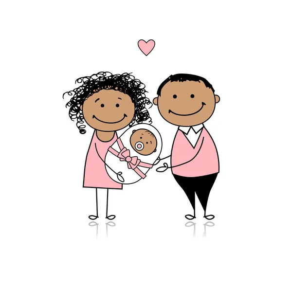 Счастливые родители с новорожденным ребенком — стоковый вектор