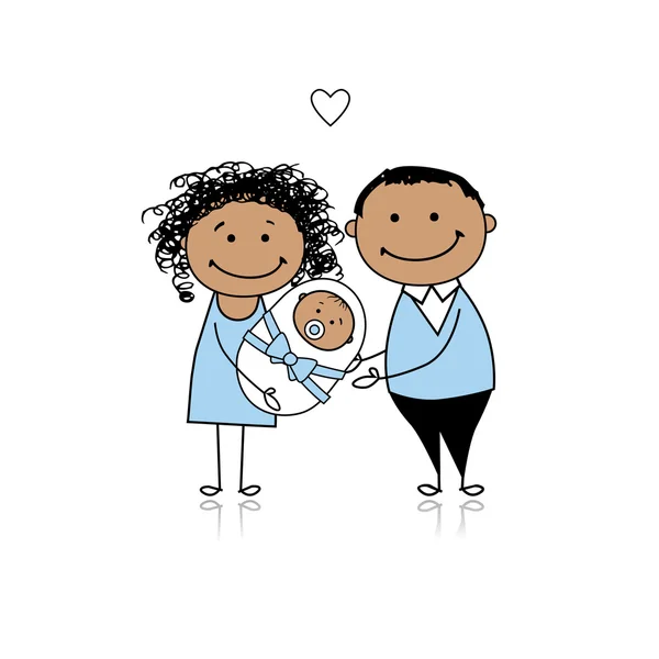 Счастливые Родители Новорожденным Ребенком — стоковый вектор
