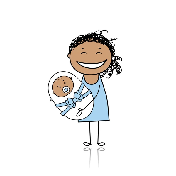 Happy Matka Usmívající Novorozeně — Stockový vektor