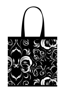 Shopping bag design, floral ornament clipart