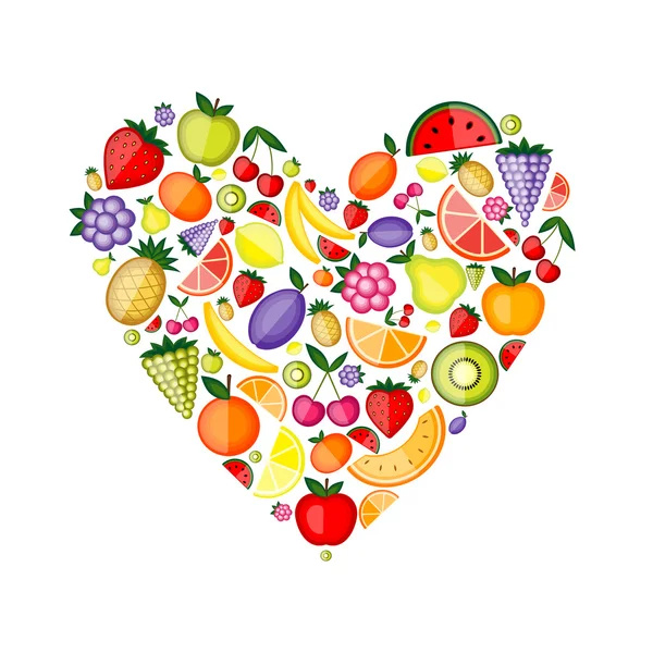 Forme de coeur de fruit énergétique pour votre conception — Image vectorielle