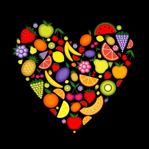 Energy Fruit Heart Shape Your Design — Stock Vector
