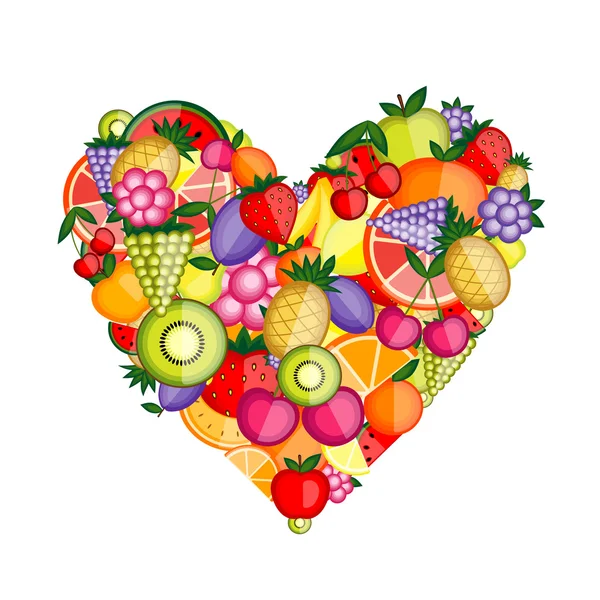 Energy fruit heart shape for your design — Stock Vector