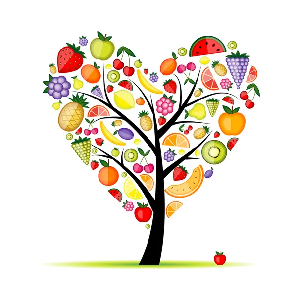 Energy Fruit Tree Heart Shape Your Design — Stock Vector