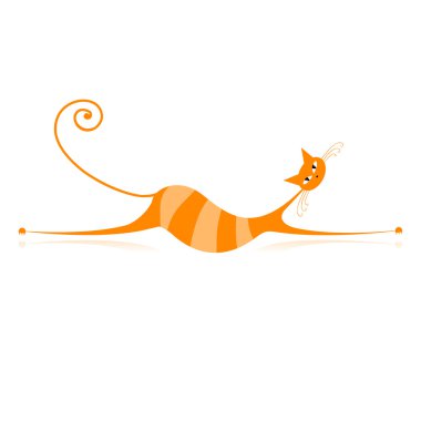 Graceful orange striped cat for your design clipart