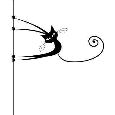 komik kedi siluet siyah tasarımı için