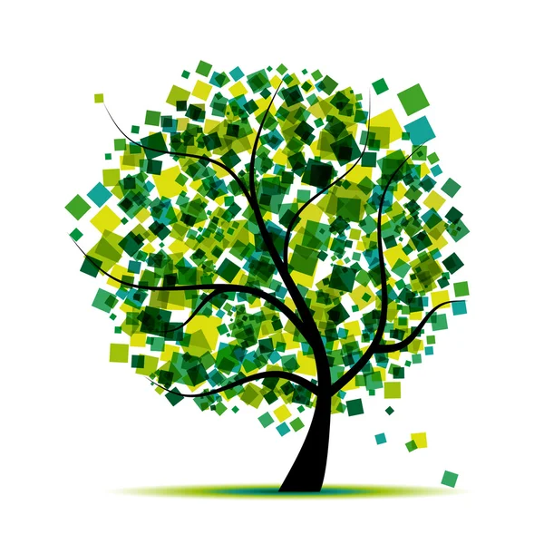 あなたのデザインのための抽象的な木緑 — ストックベクタ