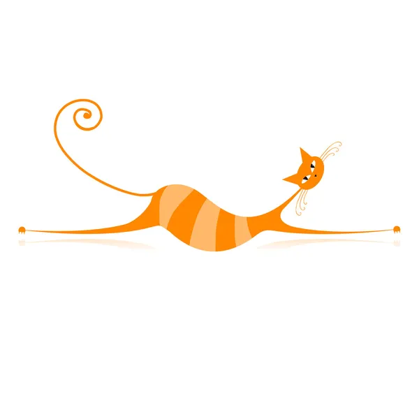 Tasarımın için zarif turuncu çizgili kedi. — Stok Vektör