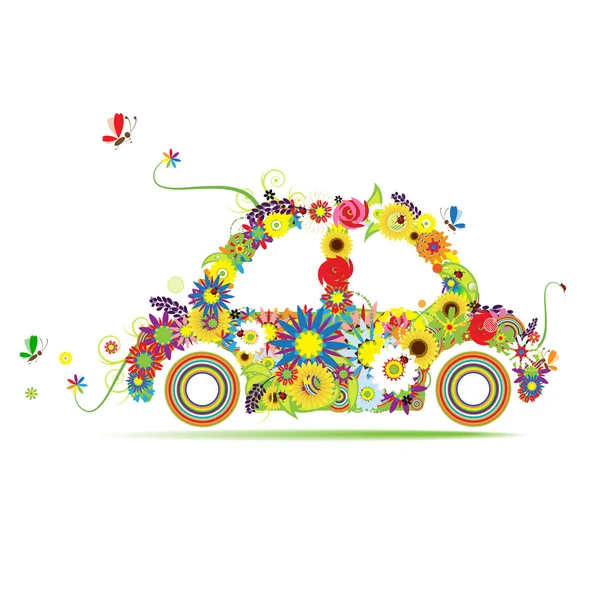 Floral car shape for your design — Stock Vector