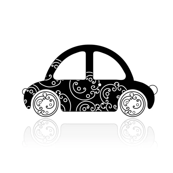 Black car with floral ornament for your design — Stock Vector