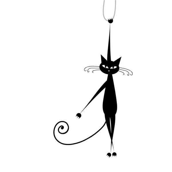 Chat noir drôle pour votre conception — Image vectorielle