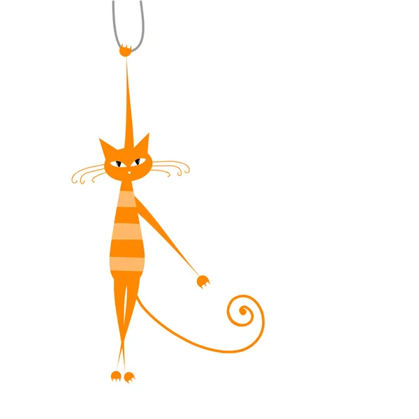 당신의 디자인에 어울리는 특이 한 오렌지색 줄무늬 고양이 — 스톡 벡터