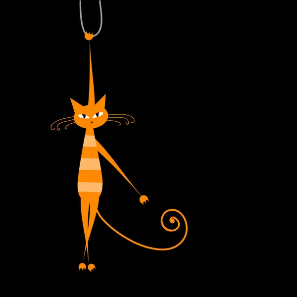 あなたのデザインのための面白いオレンジストライプ猫 — ストックベクタ