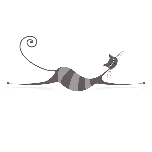 Graceful grey striped cat for your design — Stock Vector