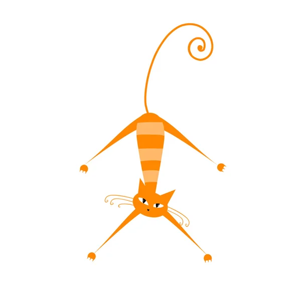 Vtipné oranžové pruhované kočka pro váš design — Stockový vektor