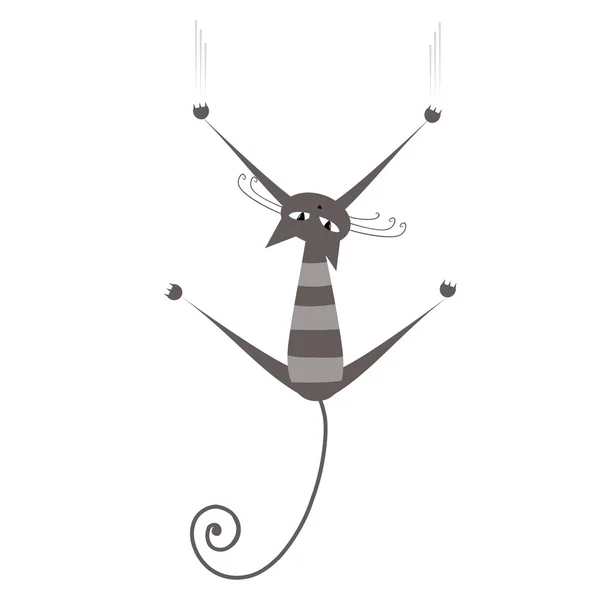 Tasarımın için komik gri çizgili kedi — Stok Vektör