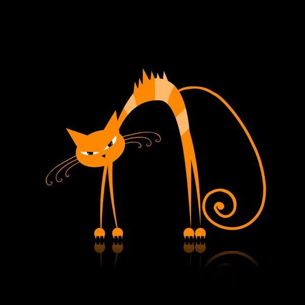 Злой оранжевый полосатый кот для вашего дизайна — стоковый вектор