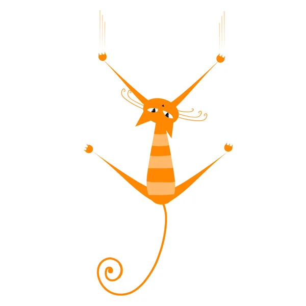 Gato a rayas naranja divertido para tu diseño — Archivo Imágenes Vectoriales