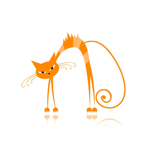 Злой оранжевый полосатый кот для вашего дизайна — стоковый вектор