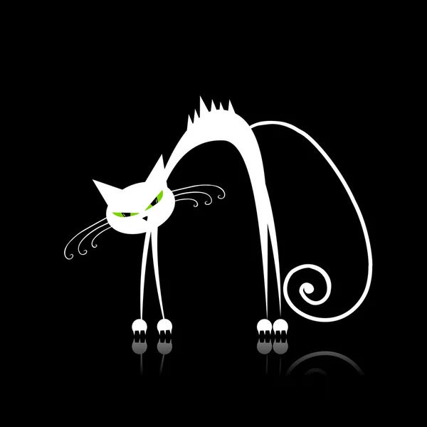 Angry bílá kočka pro návrh — Stockový vektor