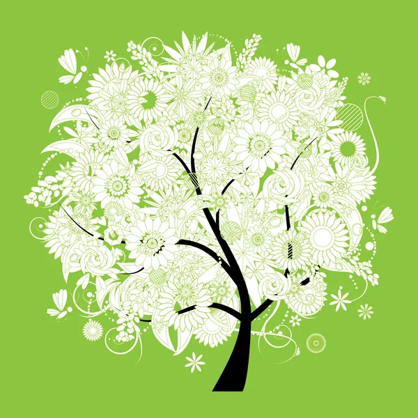 Όμορφο λευκό δέντρο για το σχέδιό σας για την άνοιξη — Διανυσματικό Αρχείο