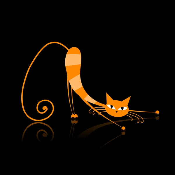 Graciös orange randig katt för din design — Stock vektor