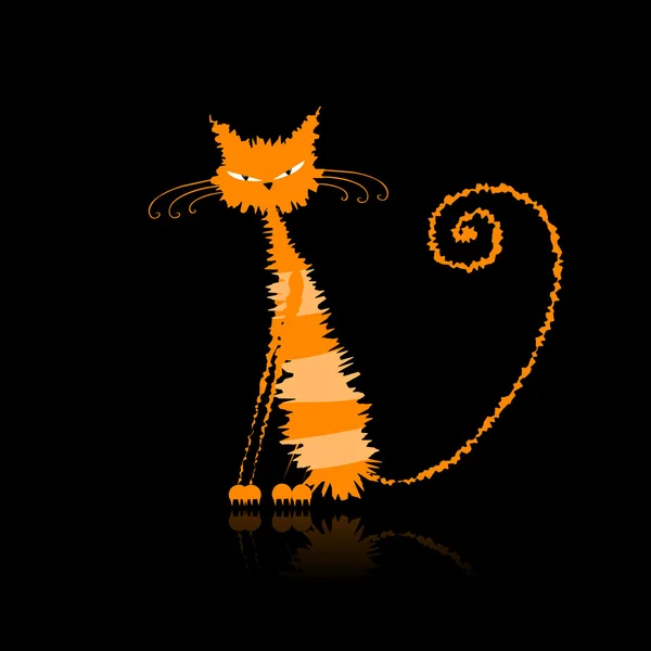 Funny orange wet cat for your design — Stock Vector
