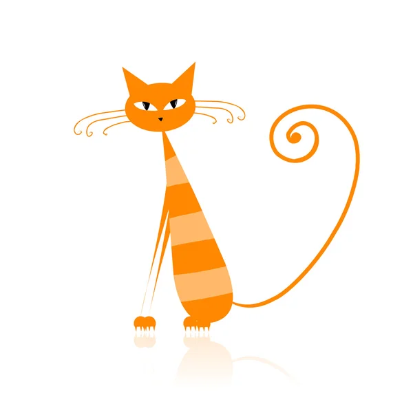 Grappig oranje gestreepte kat voor uw ontwerp — Stockvector