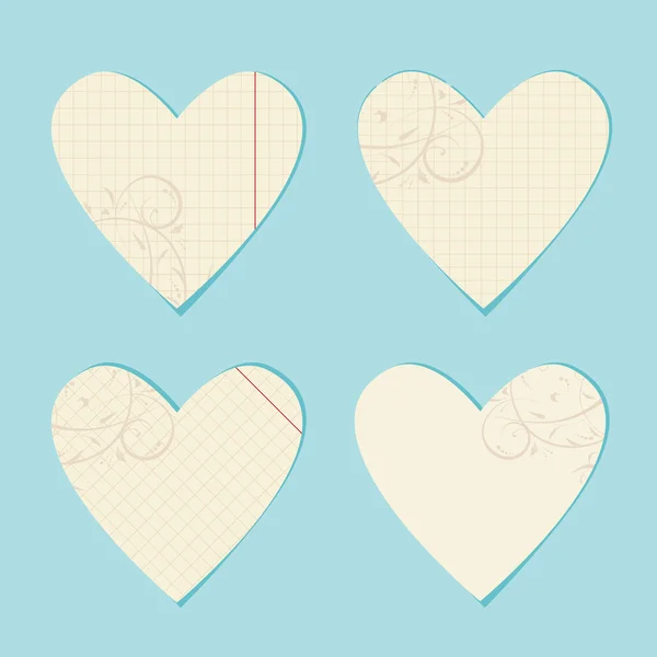 Tarjetas de San Valentín de hoja de papel para su diseño — Archivo Imágenes Vectoriales