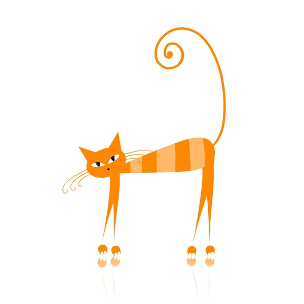 Rolig orange randig katt för din design — Stock vektor