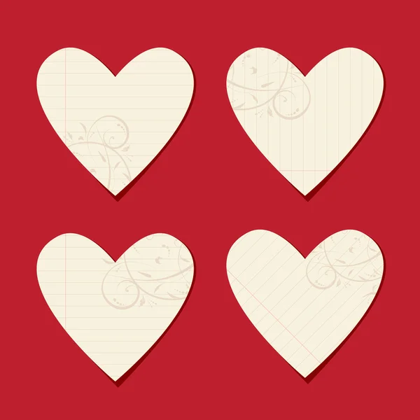 Cartes de Saint-Valentin de feuille de papier pour votre conception — Image vectorielle