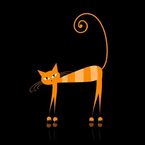 Śmieszny pomarańczowy kot w paski do projektu — Wektor stockowy