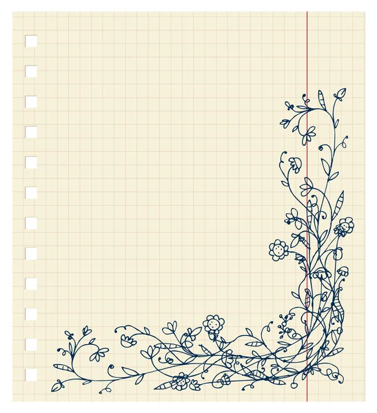 あなたのデザインのための花のフレームのスケッチ — ストックベクタ