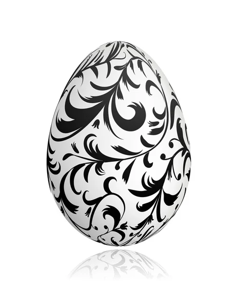Easter egg with floral ornament for your design — Stock Vector