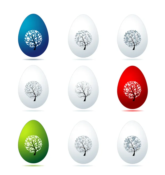 Diseño de huevos de Pascua, árboles de arte — Vector de stock