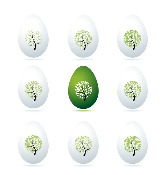 复活节彩蛋设计，艺术树 — 图库矢量图片
