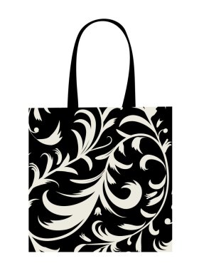 Shopping bag design, floral ornament clipart