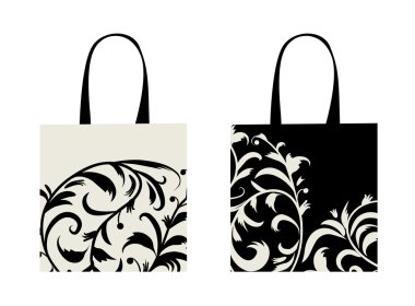 Alışveriş çantası tasarımı, çiçek süsü.