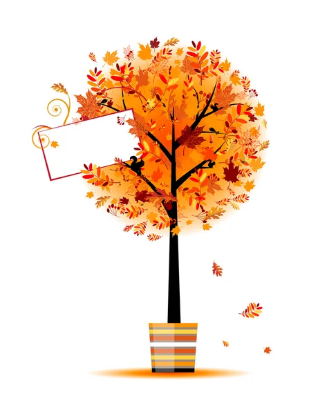 Beautiful autumn tree in pot for your design — Stock Vector