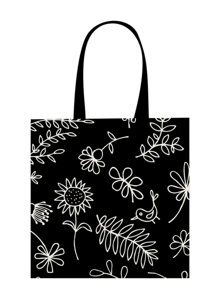 Diseño de bolsa de compras, adorno floral — Vector de stock