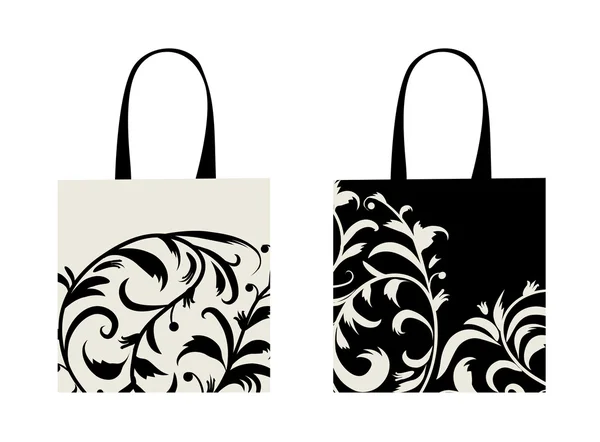 Shopping bag design, ornamento floreale — Vettoriale Stock