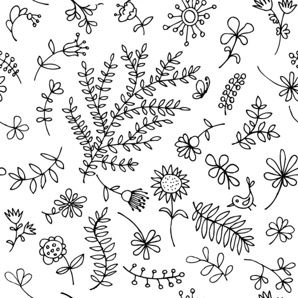 Floral sieraad sketch, naadloze achtergrond voor uw ontwerp — Stockvector