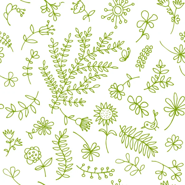 Floral ornament sketch, seamless background for your design — Stock Vector