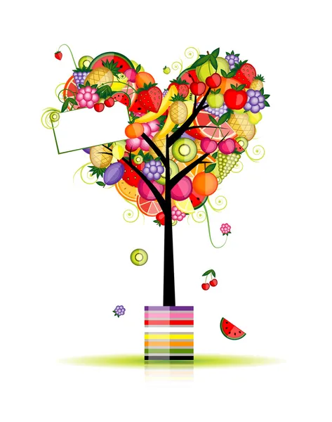 Fruit tree in shape of heart for your design — Stock Vector