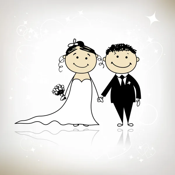 Bruiloft ceremonie - bruid en bruidegom samen voor uw ontwerp — Stockvector