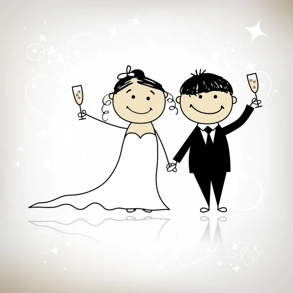 Cérémonie de mariage - mariée et marié ensemble pour votre conception — Image vectorielle