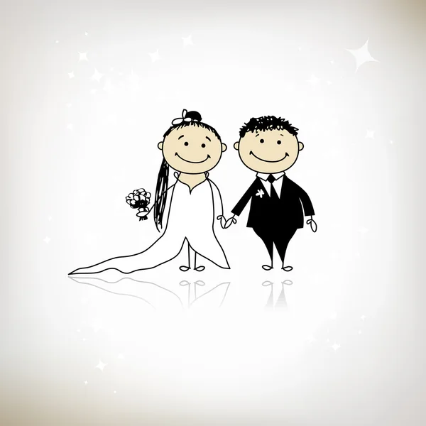 Cérémonie de mariage - mariée et marié ensemble pour votre conception — Image vectorielle