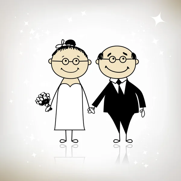 Ceremonia de boda - novia y novio juntos para su diseño — Archivo Imágenes Vectoriales