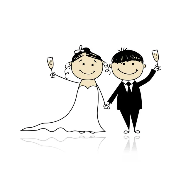 Bröllopsceremoni - brud och brudgum tillsammans för din design — Stock vektor